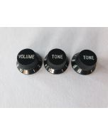 Stratocaster knob set black volume / tone / tone metric size