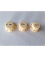 Stratocaster knob set cream volume / tone / tone metric size