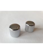 (2) Tele & bass guitar metal chrome push fit dome knobs with pointer 