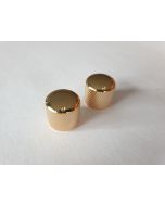 (2) Tele & bass guitar metal gold push fit dome knobs with pointer