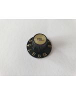 (1) Metric size witch hat knob black gold insert volume KG-260-V