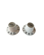Set of 2 Jazzmaster push fit witch hat volume and tone knobs white fits CTS