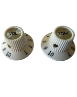 Set of 2 Jazzmaster witch hat volume and tone knobs parchment fits 1/4" solid shaft CTS