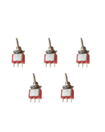 Set of 5 Mini switches 2 way ON ON 3 pole with a flat bat