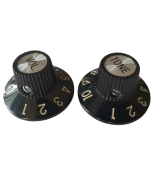 Set of 2 Jazzmaster control knobs 1x volume and 1x tone black fits 1/4" CTS solid shaft