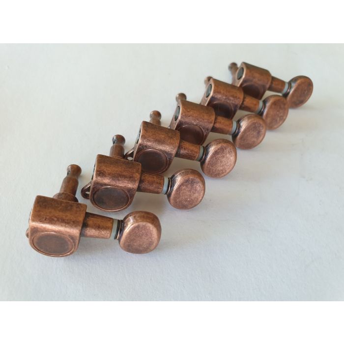 Quality guitar 6 in line relic antique bronze tuners set