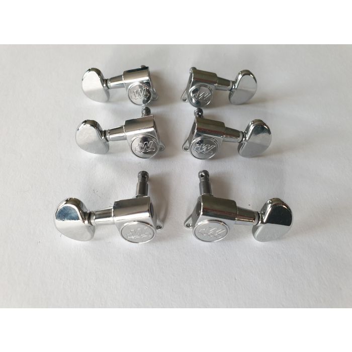 WJN05, Chrome 3R + 3L Sealed Tuning Key Pegs Tuners Replacement for Strat Tele Style Electric or Acoustic Guitars Wilkinson E-Z-LOK Guitar Machine Heads