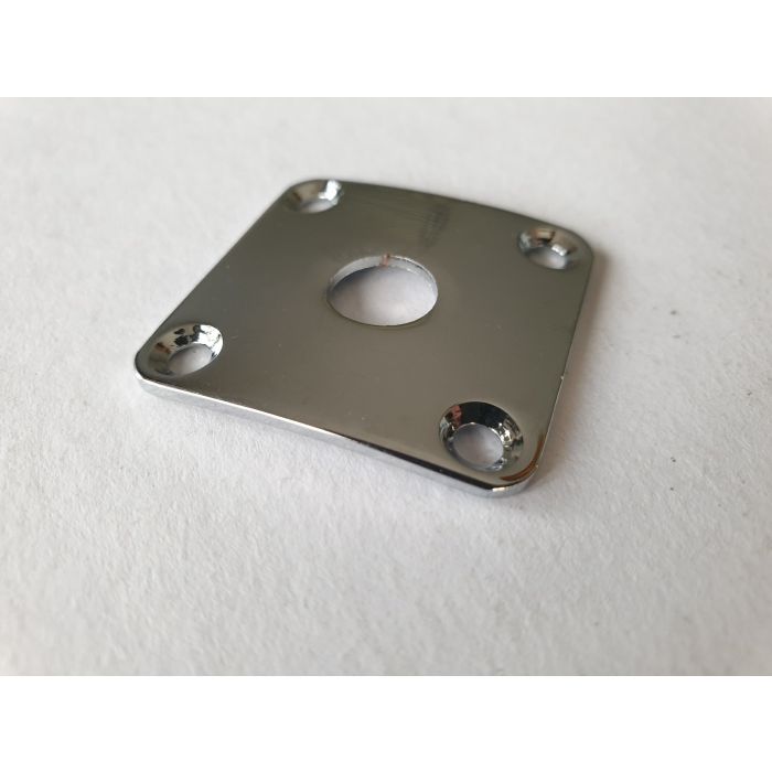 CHROME METAL JACK PLATE FOR GIBSON LES PAUL GUITAR SQUARE CURVED W/SCREWS *NEW* 