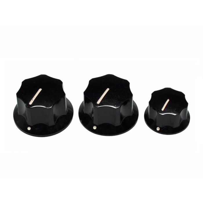 NEW Set of 3 Control Knobs for Fender American Jazz Bass with SET SCREW BLACK 