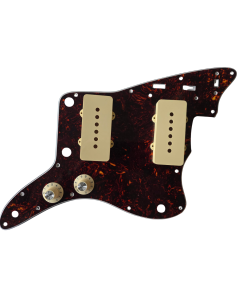 Jazzmaster USA 62 brown tortoise pickguard, Ivory pickup covers and Ivory witch hat knob set