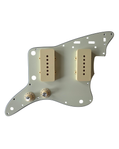 Jazzmaster USA 62 pickguard mint green with Ivory pickup covers and witch hat knob set
