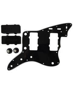 Jazzmaster USA 62 pickguard, pickup covers and witch hat knob set black
