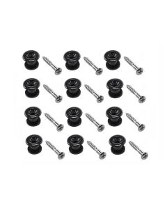 12 Pack plastic black strap buttons + screws EP-B