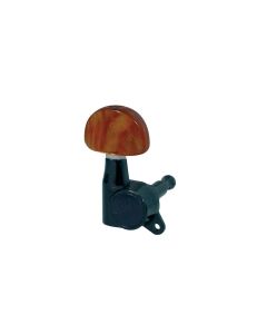 Guitar tuners 3L + 3R black with brown knobs 74-BLR