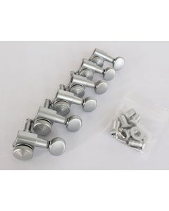 Guitar 6 in line satin brushed locking tuners round knobs