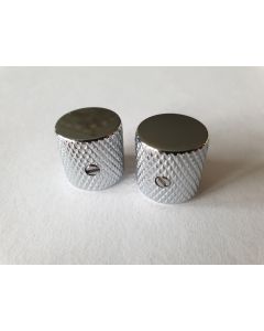 Tele & bass metric flat metal barrel knobs chrome set of 2