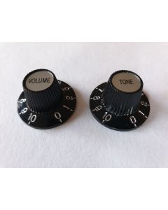 Set of 2 witch hat control knobs volume and tone silver metric size