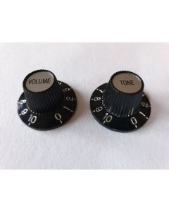 Set of 2 witch hat control knobs volume and tone silver metric size