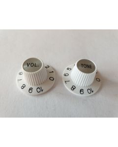 Set of 2 white witch hat knobs volume and tone metric size