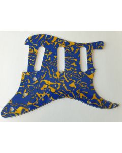 Stratocaster standard pickguard 4ply blue yellow abalone fits Fender