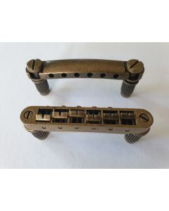 Set relic aged antique brass tune o matic bridge + tailpiece