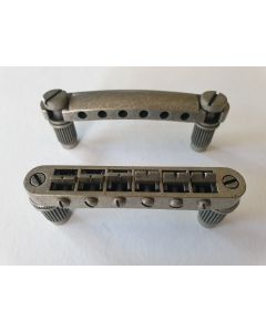 Set relic aged antique silver tune o matic bridge + tailpiece