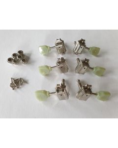 Kluson Deluxe 3L + 3R nickel tuners 6 in line with aged knobs