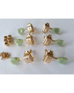 Wilkinson deluxe 3L + 3R tuners set gold with aged knobs