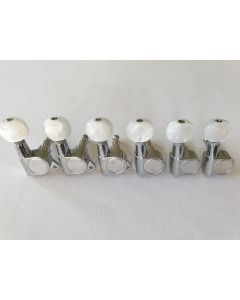 Guitar 6 in line standard tuners chrome pearl white buttons