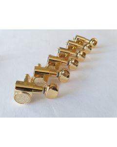 Wilkinson EZ-LOK 6 in line tuners set gold round buttons