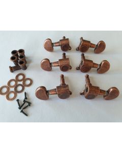 Guitar 3L + 3R relic aged antique bronze tuners set round buttons