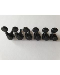 Standard locking tuners 6 in line black with round knobs
