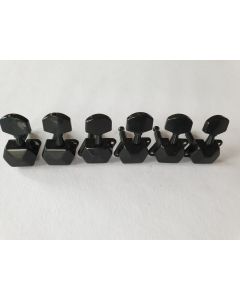 Set of 6 in line machine head tuners left hand black 059-BR