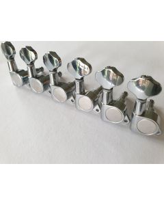 Quality guitar solid 6 in line standard tuners set chrome 