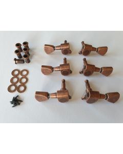 Quality guitar 3L + 3R relic aged antique bronze tuners set keystone knobs