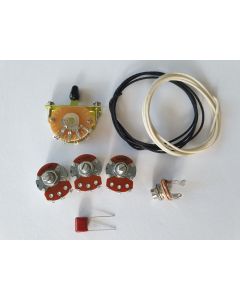 Stratocaster wiring kit with Alpha pots, USA switch, Cloth wire, Mono Jack and cap