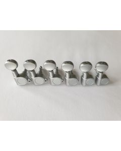 Guitar 6 in line standard tuners satin chrome round buttons