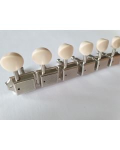 Vintage nickel guitar tuners 6 in line with Ivory buttons 