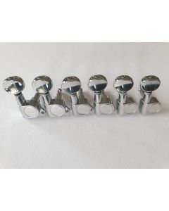 Guitar 6 in line standard tuners chrome round buttons