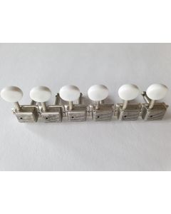 Vintage guitar 6 in line tuners relic antique chrome white knobs