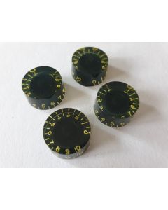Set of 4 relic aged speed knobs black fits USA pots KB-110I-R