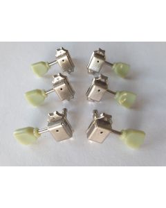 Guitar tuners 3L + 3R nickel with green knobs 60-NLR