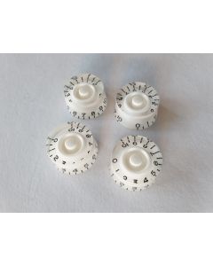 (4) Guitar metric size control speed knobs white set of 4