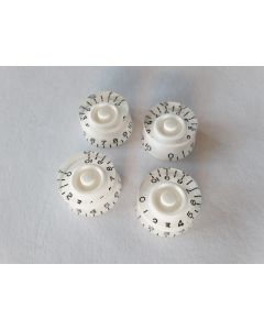 (4) Guitar Inch size speed knobs white set of 4