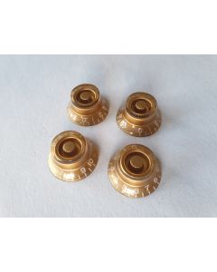(4) Guitar Inch size bell knobs gold set of 4