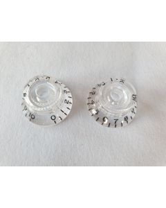 (2) Guitar control bell knobs set transparent set of 2 metric size