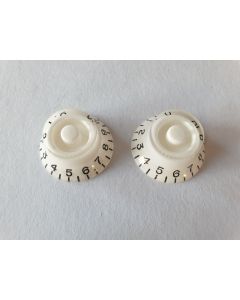 (2) Guitar control bell knobs set white set of 2 metric size