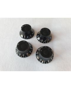 (4) Guitar metric size bell knobs black set of 4