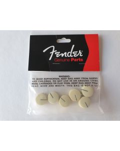 Set of 6 vintage Fender aged white amplifier knobs 099-0933-000