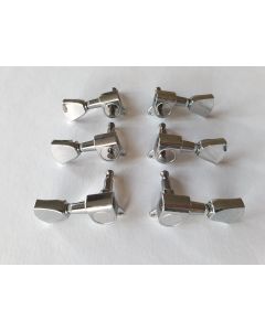 Guitar tuners 3L + 3R chrome classic keystone buttons